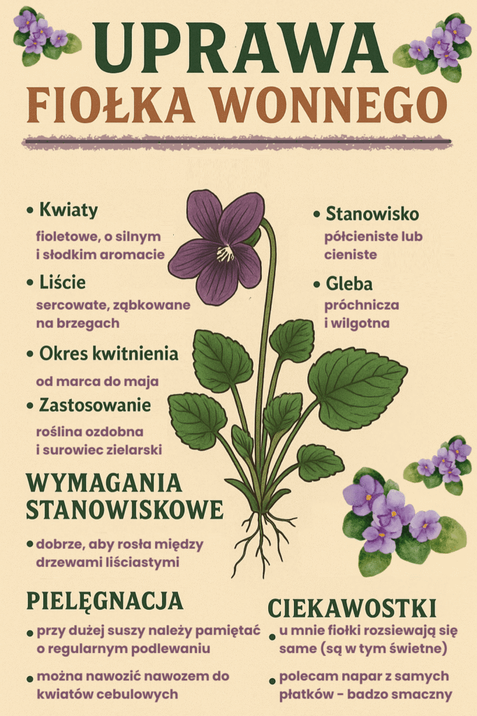 Fiołek wonny, uprawa - infografika
